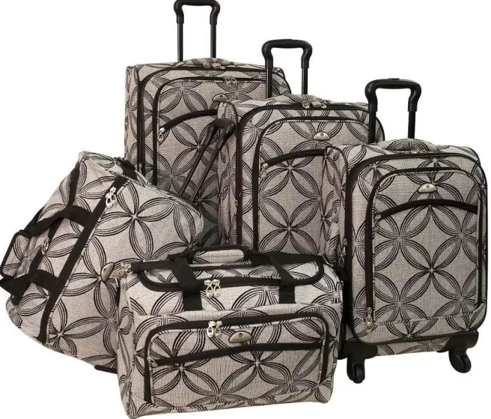 Silk & Salt 5 Pc Silver Clover Spinner LuggaSet in Black Grey