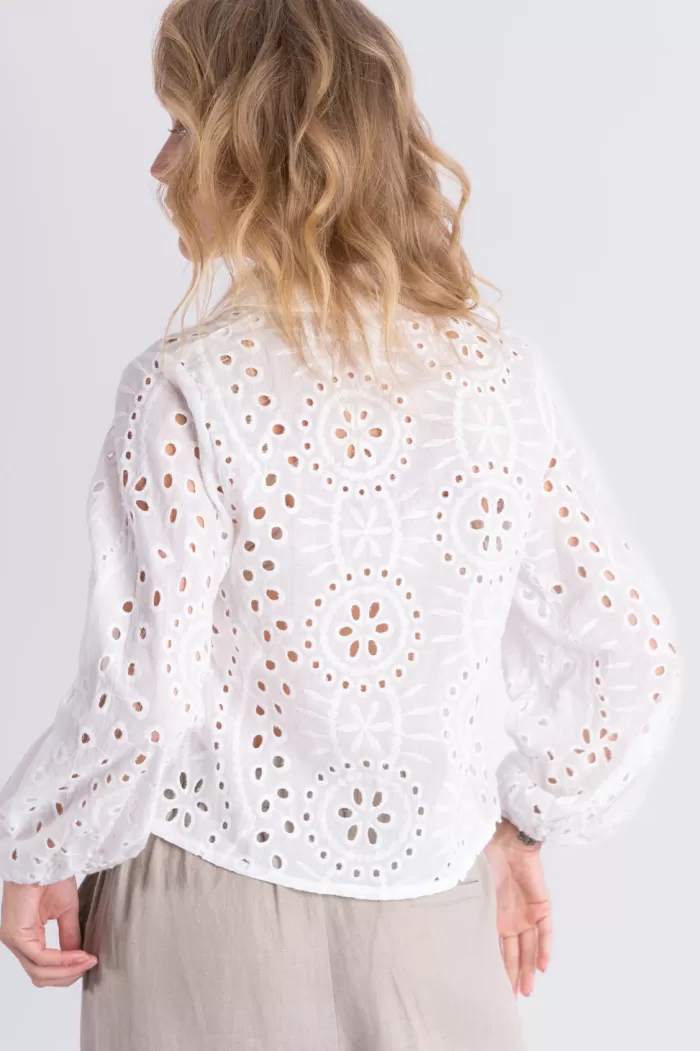 Silk & Salt ped anglaise blouse - white