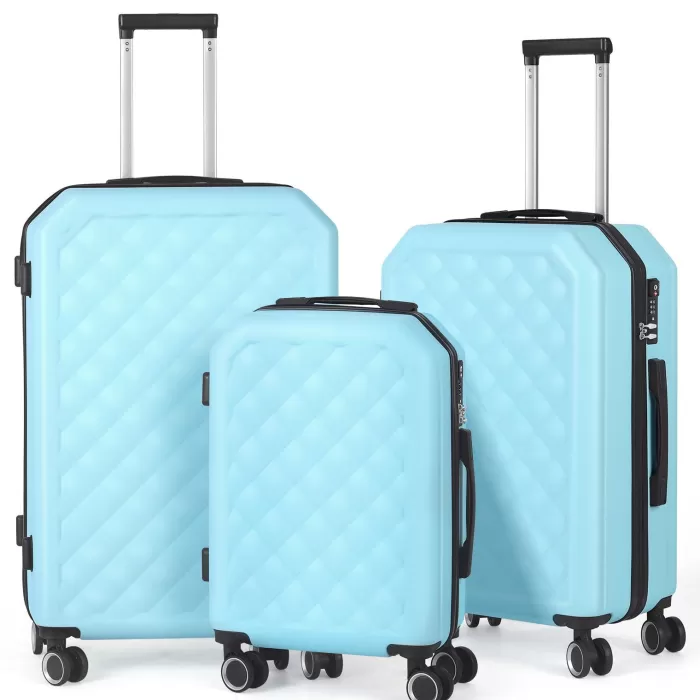 Silk & Salt 3 Piece Hardshell Suitcase Spinner with TSA Lock Arctic Blue