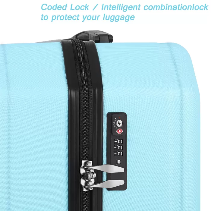 Silk & Salt 3 Piece Hardshell Suitcase Spinner with TSA Lock Arctic Blue