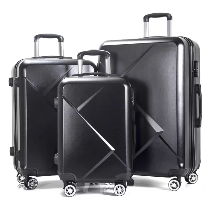 Silk & Salt 3 Piece LuggaSets with Hardside Expandable Spinner Wheel (20/24/28) Black