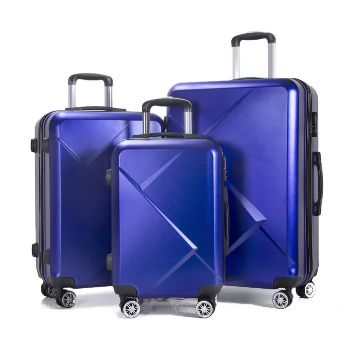 Silk & Salt 3 Piece LuggaSets with Hardside Expandable Spinner Wheel (20/24/28) Blue