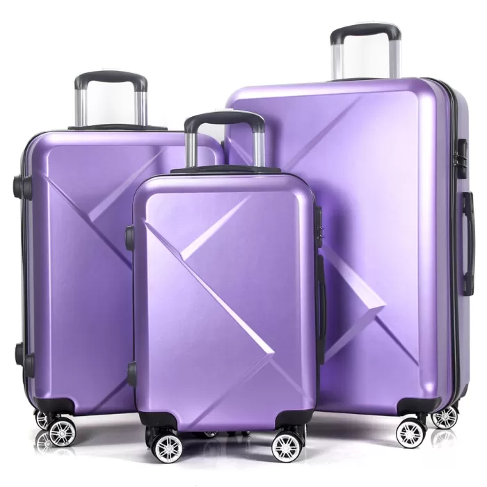 Silk & Salt 3 Piece LuggaSets with Hardside Expandable Spinner Wheel (20/24/28) Purple