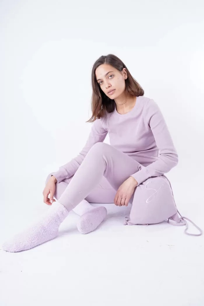 Silk & Salt ribbed comfy lounge set - purple