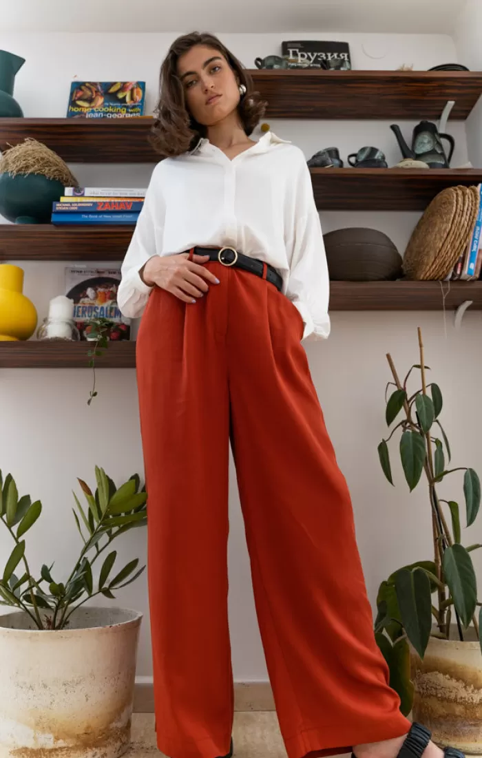 Silk & Salt roxanne tailored trousers - rust