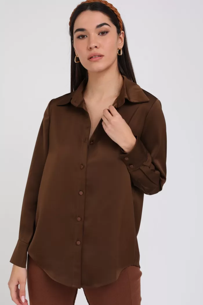 Silk & Salt silk and the city shirt - brown