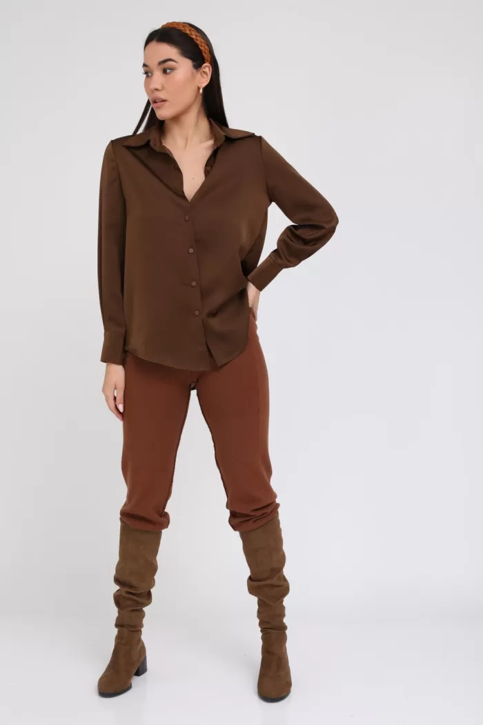 Silk & Salt silk and the city shirt - brown