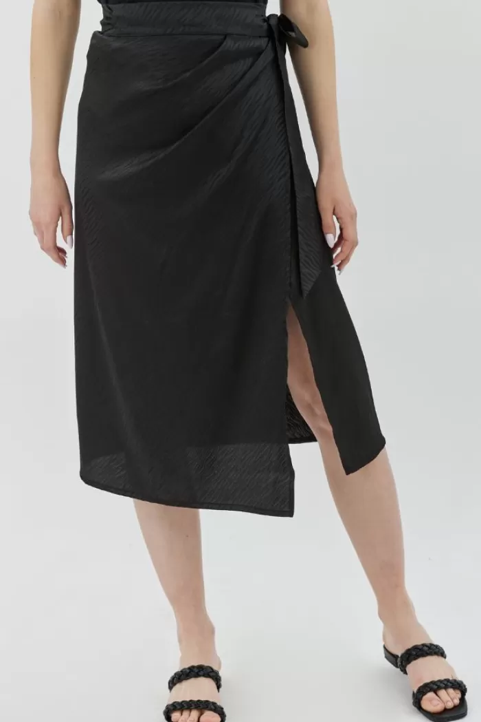 Silk & Salt silk wrap skirt - black