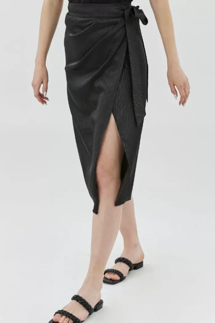 Silk & Salt silk wrap skirt - black