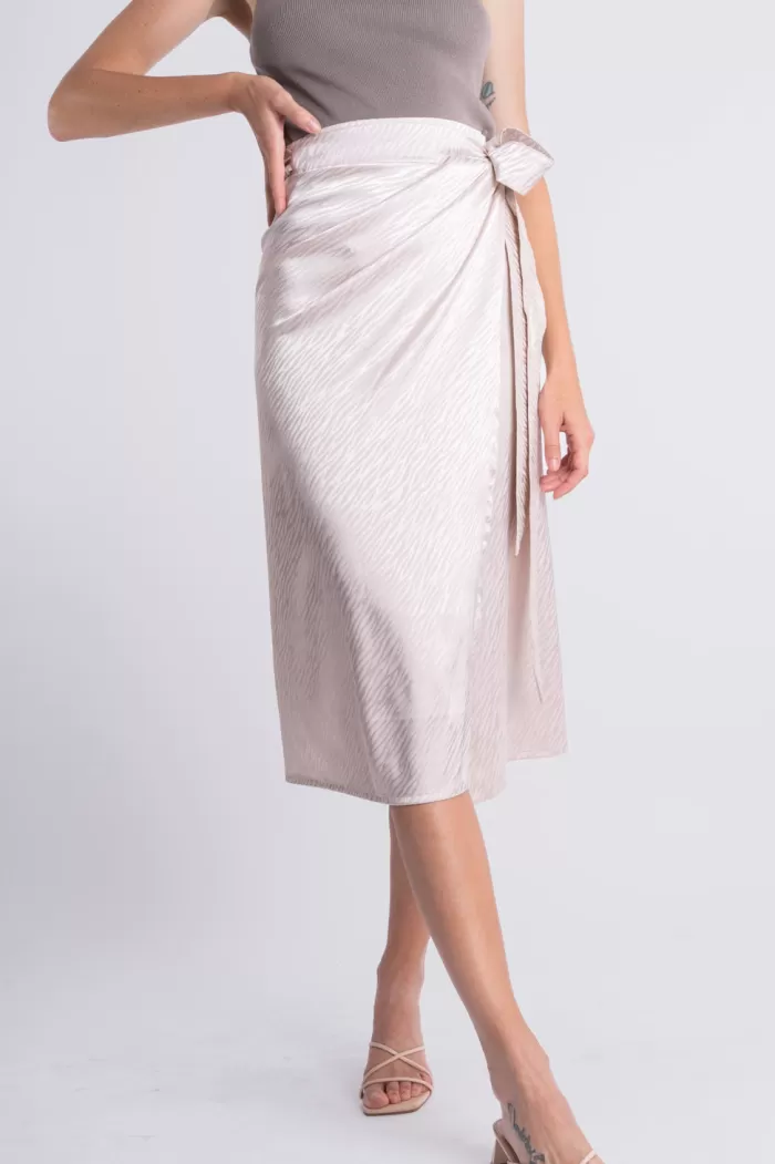 Silk & Salt silk wrap skirt - champagne