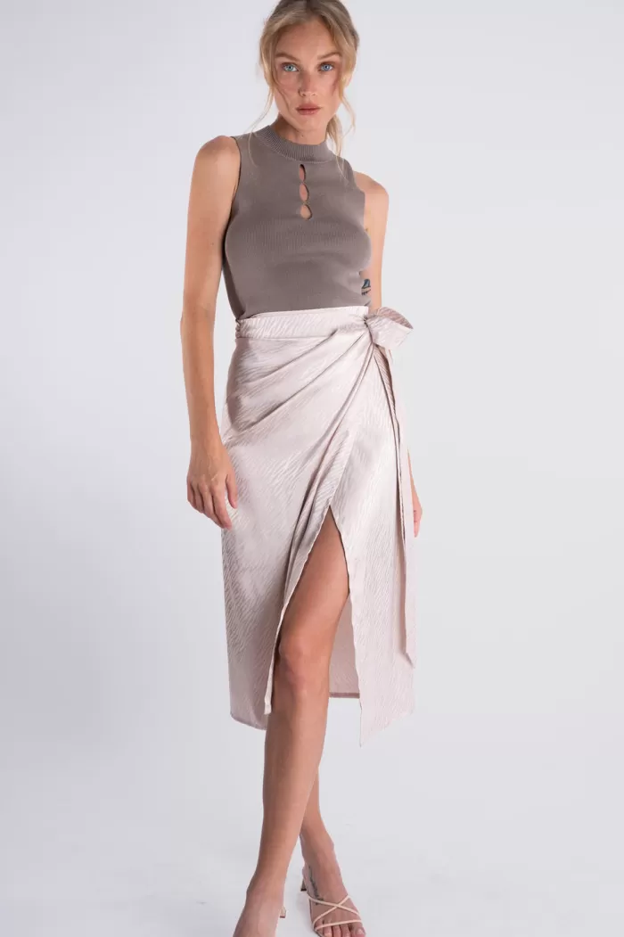 Silk & Salt silk wrap skirt - champagne