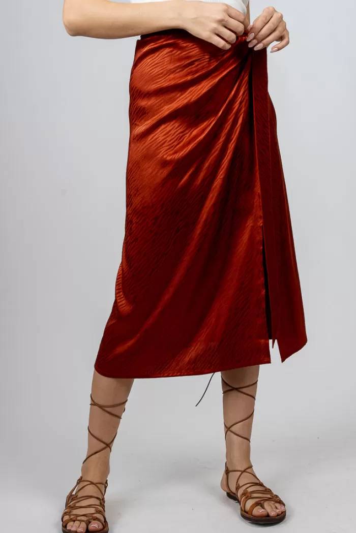 Silk & Salt silk wrap skirt - rust