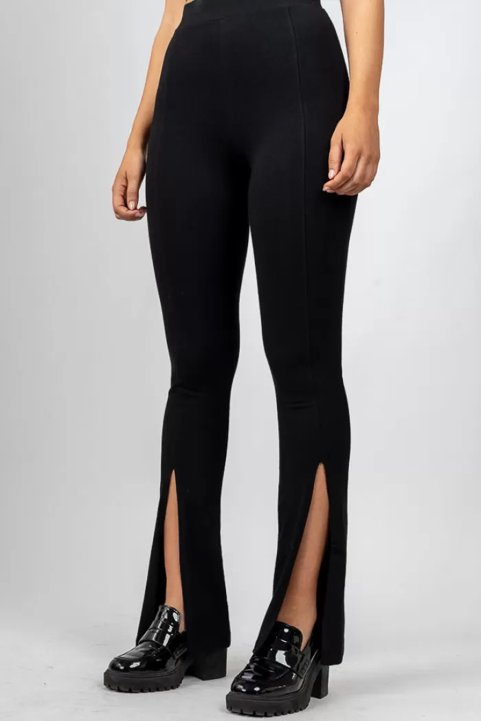 Silk & Salt split flared leggings - black