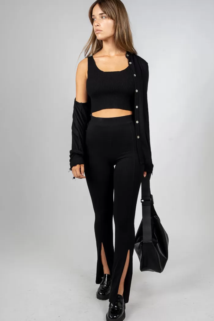 Silk & Salt split flared leggings - black