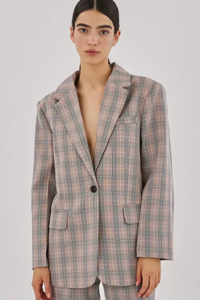 Silk & Salt the classic jacket - taupe check