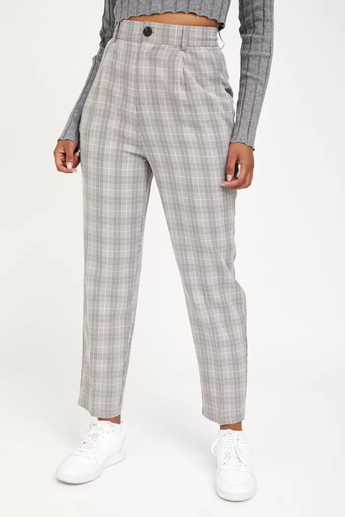 Silk & Salt the classic pants - taupe check