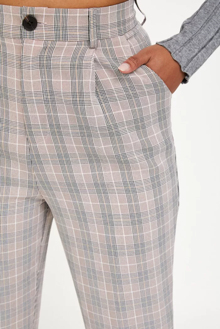 Silk & Salt the classic pants - taupe check