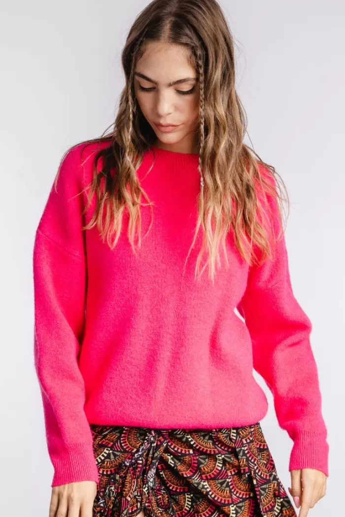 Silk & Salt the trixie sweater - fuchsia