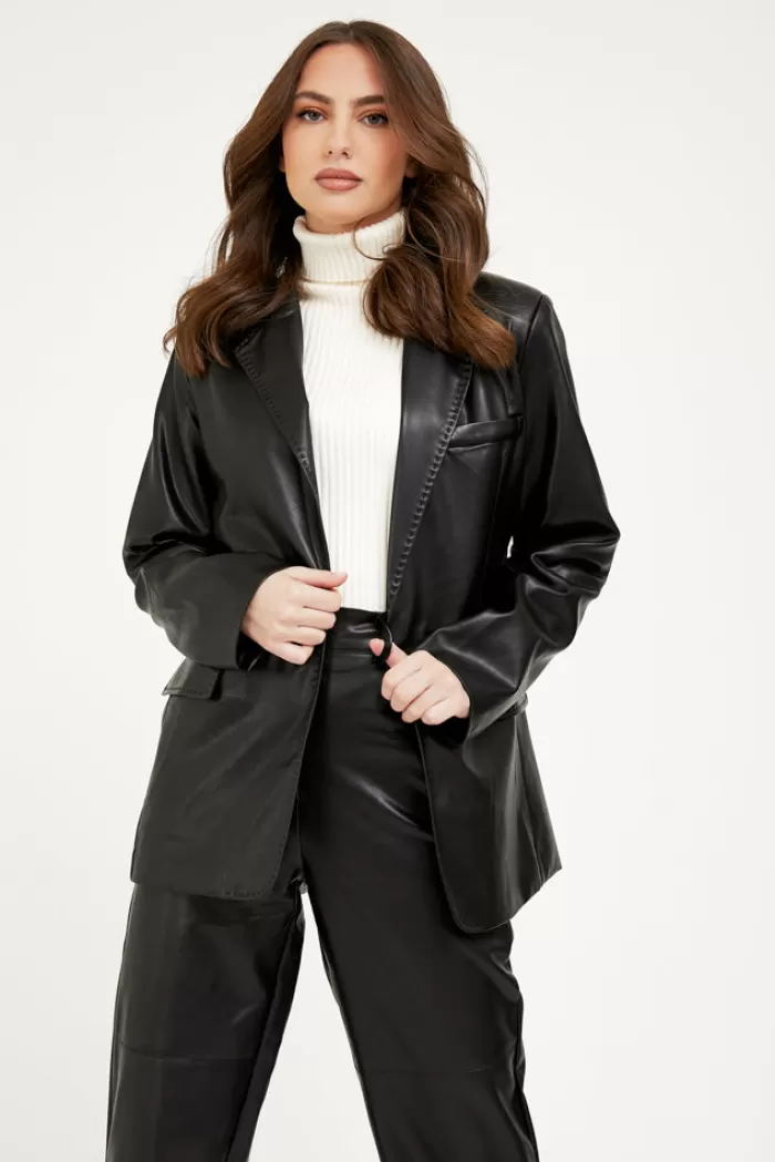 Silk & Salt the vegan leather jacket - black