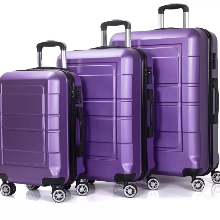 Silk & Salt Traveling Luggage 3pcs Hardside LuggaSet 20+24+28 with TSA Lock Purple