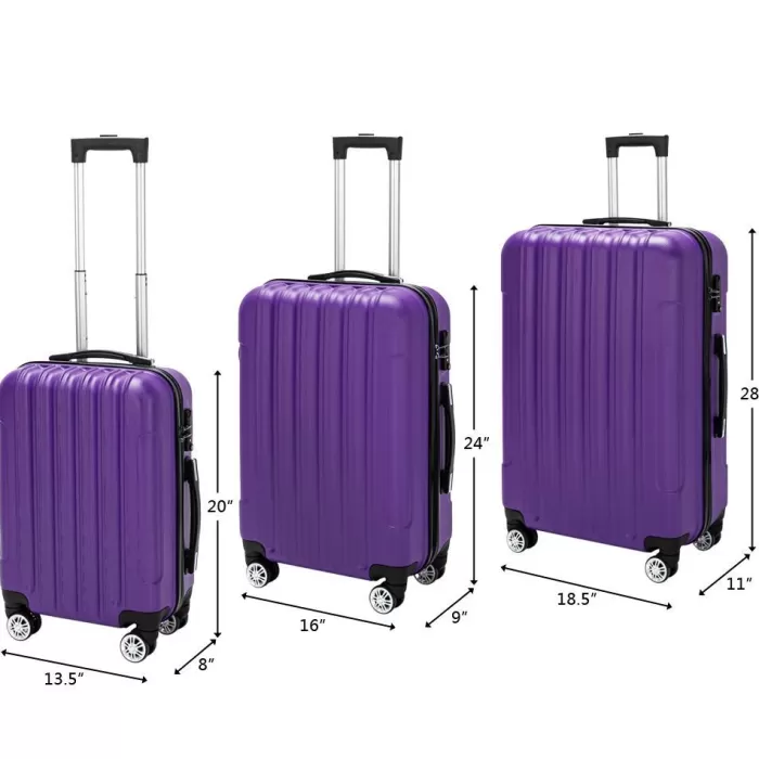 Silk & Salt UBesGoo 3PCS Purple LuggaTravel Set Bag ABS Trolley Hard Shell Suitcase w/TSA lockuff0cCarry-On with Wheels