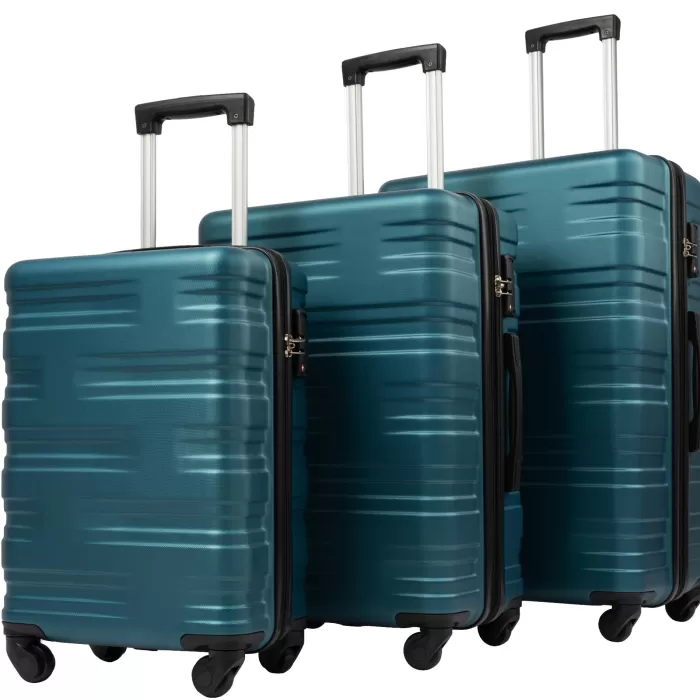 Silk & Salt uhomepro 3 In 1 Suitcases with Wheels Upgrade 20 24 28 Carry On Luggage Maneuverable LuggaSets Travel Suitcase Christmas Gifts for Business Trip Holiday Travel Cruise Black