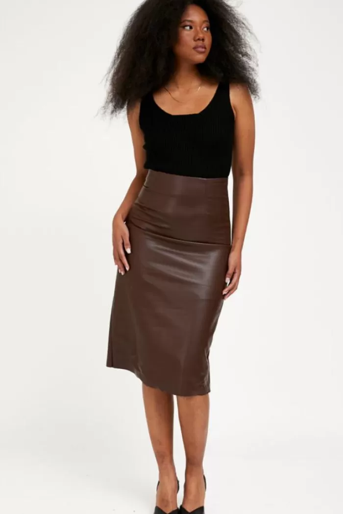 Silk & Salt vegan leather skirt - brown