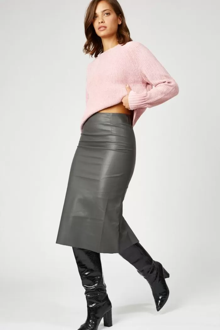 Silk & Salt vegan leather skirt- grey