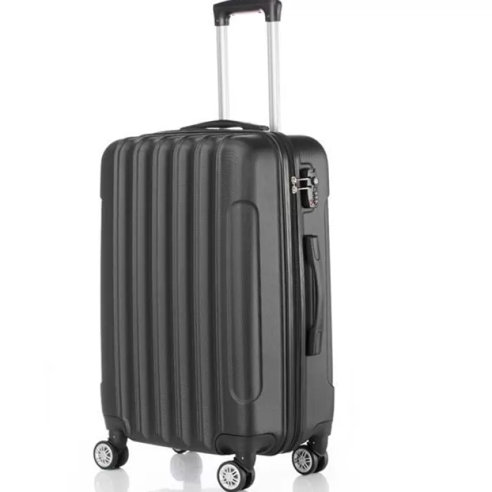 Silk & Salt VIK TECH 20 Checked Luggage Expandable Spinner Rolling Carry-on Black