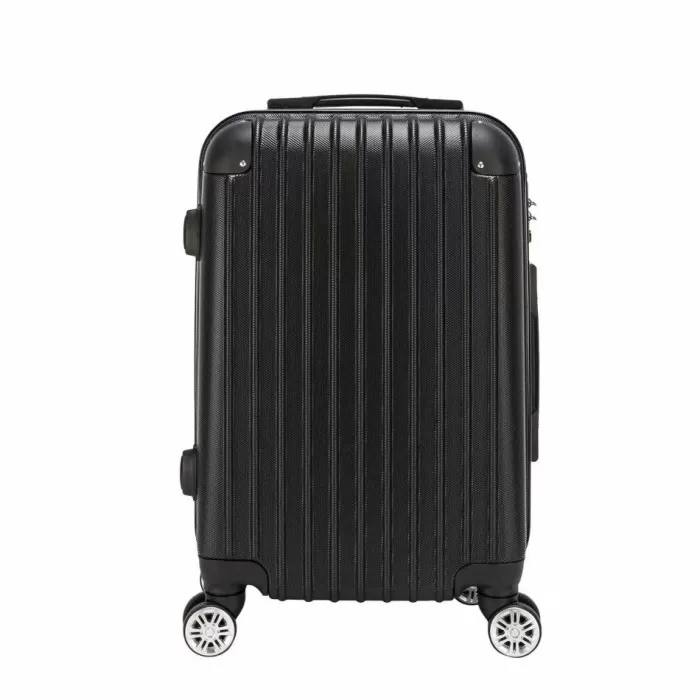 Silk & Salt VIK TECH 20 Checked Luggage Expandable Spinner Rolling Carry-on Black