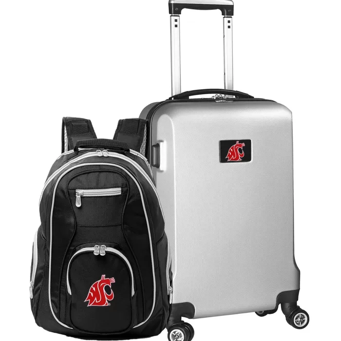 Silk & Salt Washington State Cougars Deluxe 2-Piece Backpack and Carry-On Set - Silver
