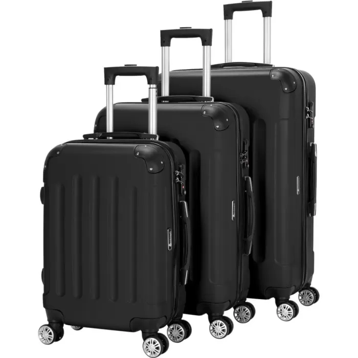 Silk & Salt Winado 3 Pcs ABS LuggaTravel Set Bag Trolley Suitcase Black