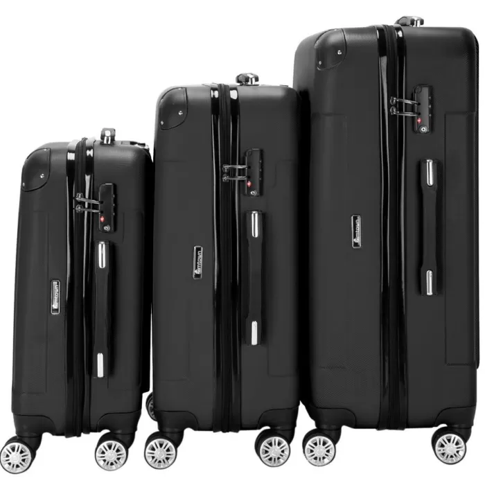 Silk & Salt Winado 3 Pcs ABS LuggaTravel Set Bag Trolley Suitcase Black