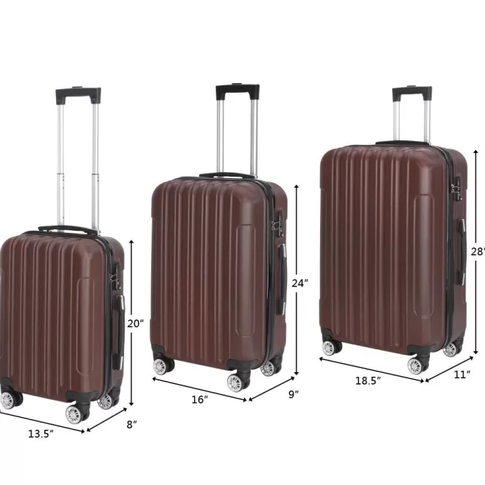 Silk & Salt Winado 3Pcs Plastic Metal Hardshell Spinner Suitcase Luggawith Wheels